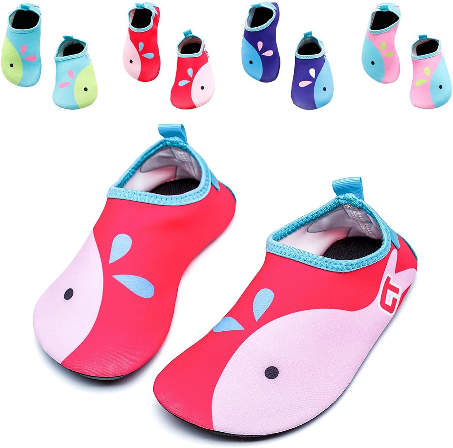 Vivay, Kids Swim Water Shoes Girls Boys Lightweight Barefoot skin Shoes Mutifunctional Beach Pool Aqua Socks, 1-red, 4.5-5.5 M US Toddler