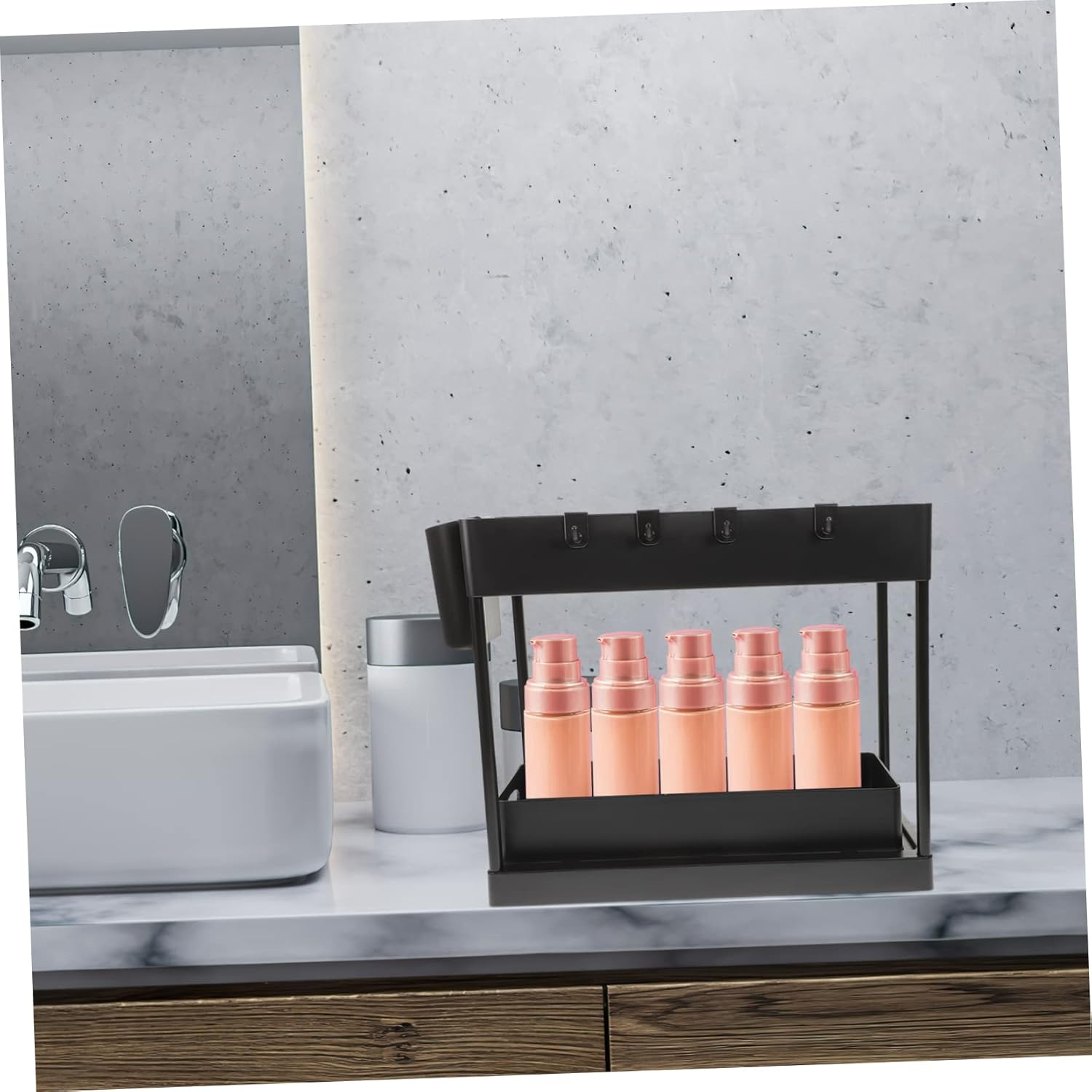 Cosmetic Holder under Sink Storage Organizer Hooks Cup Simple Elegant Wedding Registry Must Haves
