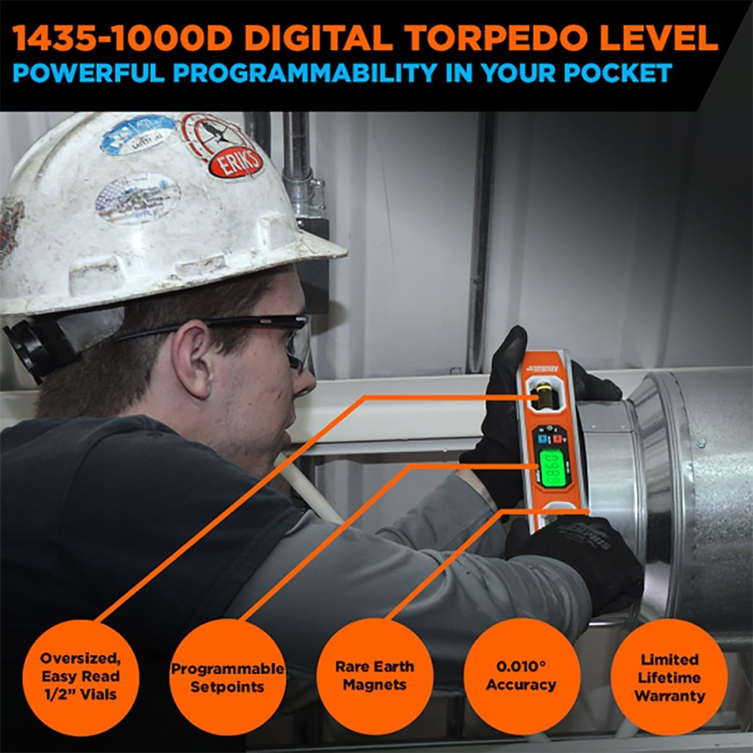 Johnson 10 in. Magnetic Programmable Digital Level 2 Orange