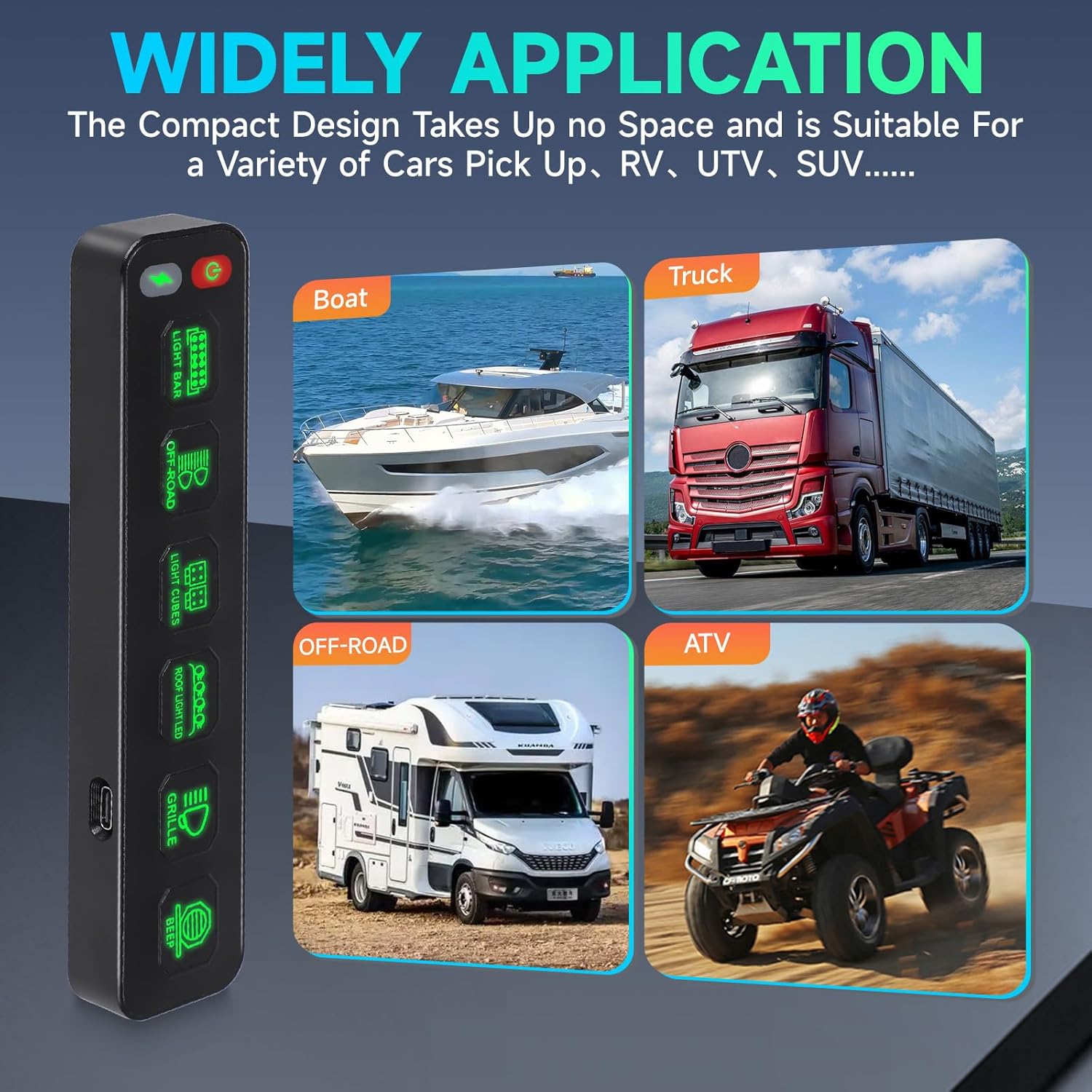 Wireless 6 Gang Switch Panel, Multifunction Remote Control Off Road Light Switch Panel, Waterproof Universal Circuit Control Relay System Switch Pod for 12V Truck SUV ATV UTV RV Boat Car