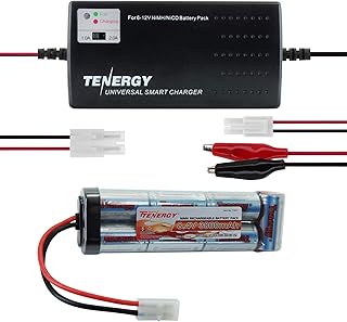 Tenergy Airsoft Battery 8.4V 3800mAh NiMH Flat Pack w/Standard Tamiya Connector + 6V-12V Charger for NiMH/NiCd Battery Packs for Airsoft Guns, RC Hobbies