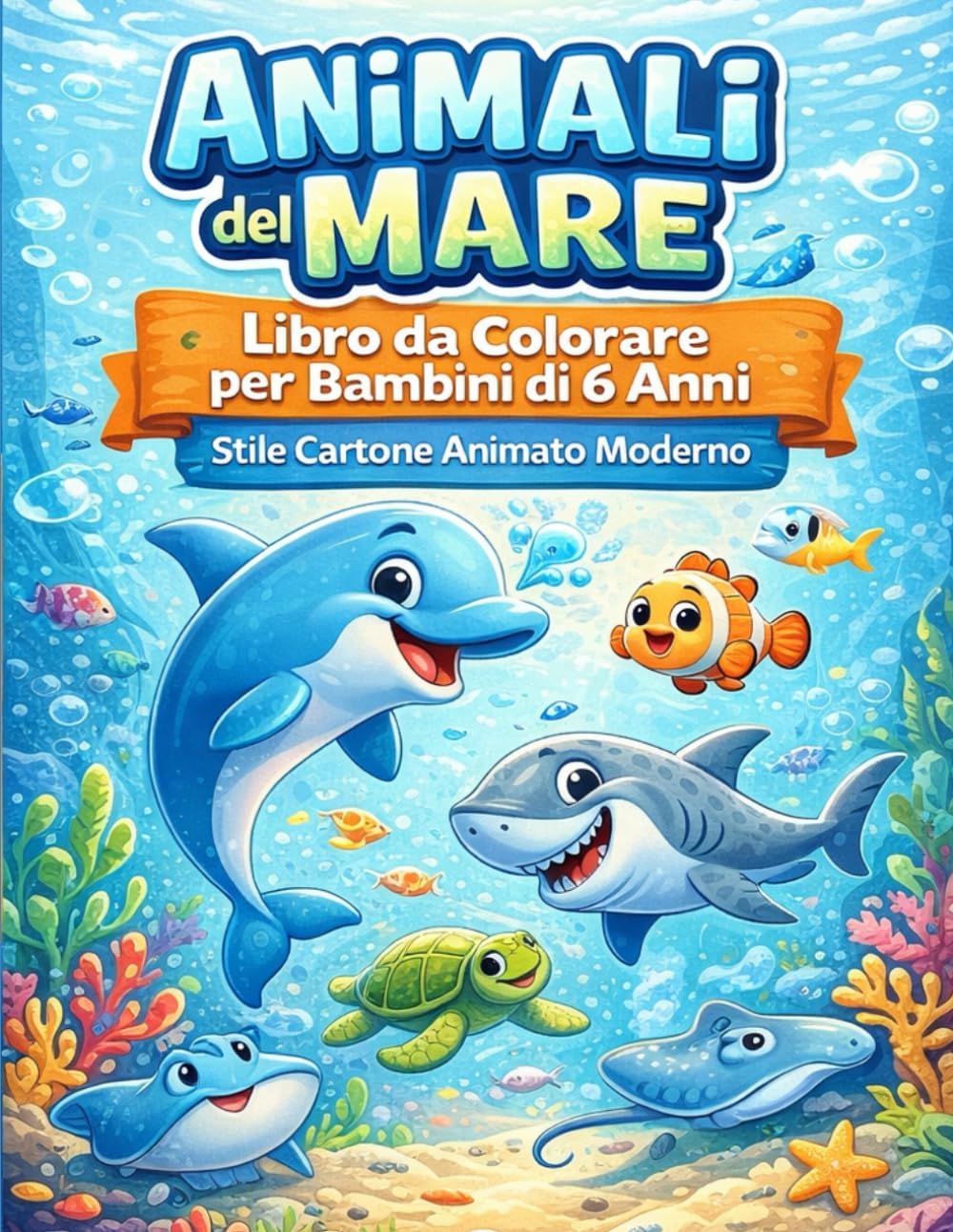 animali del mare: libro da colorare
