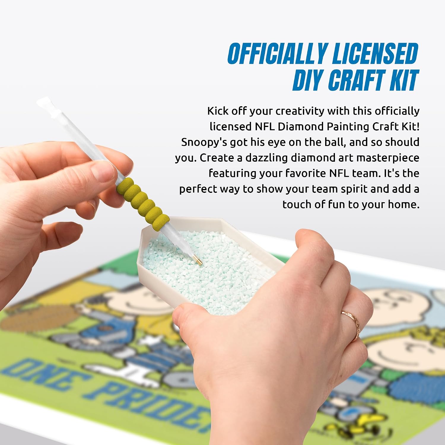 Sporticulture Snoopy Detroit Lions NFL Diamond Painting Craft Kit – Officially Licensed DIY Fan Art, Includes Pre-Sorted Gems, Stylus, Tray, and Instructions – Perfect for Framing and Display