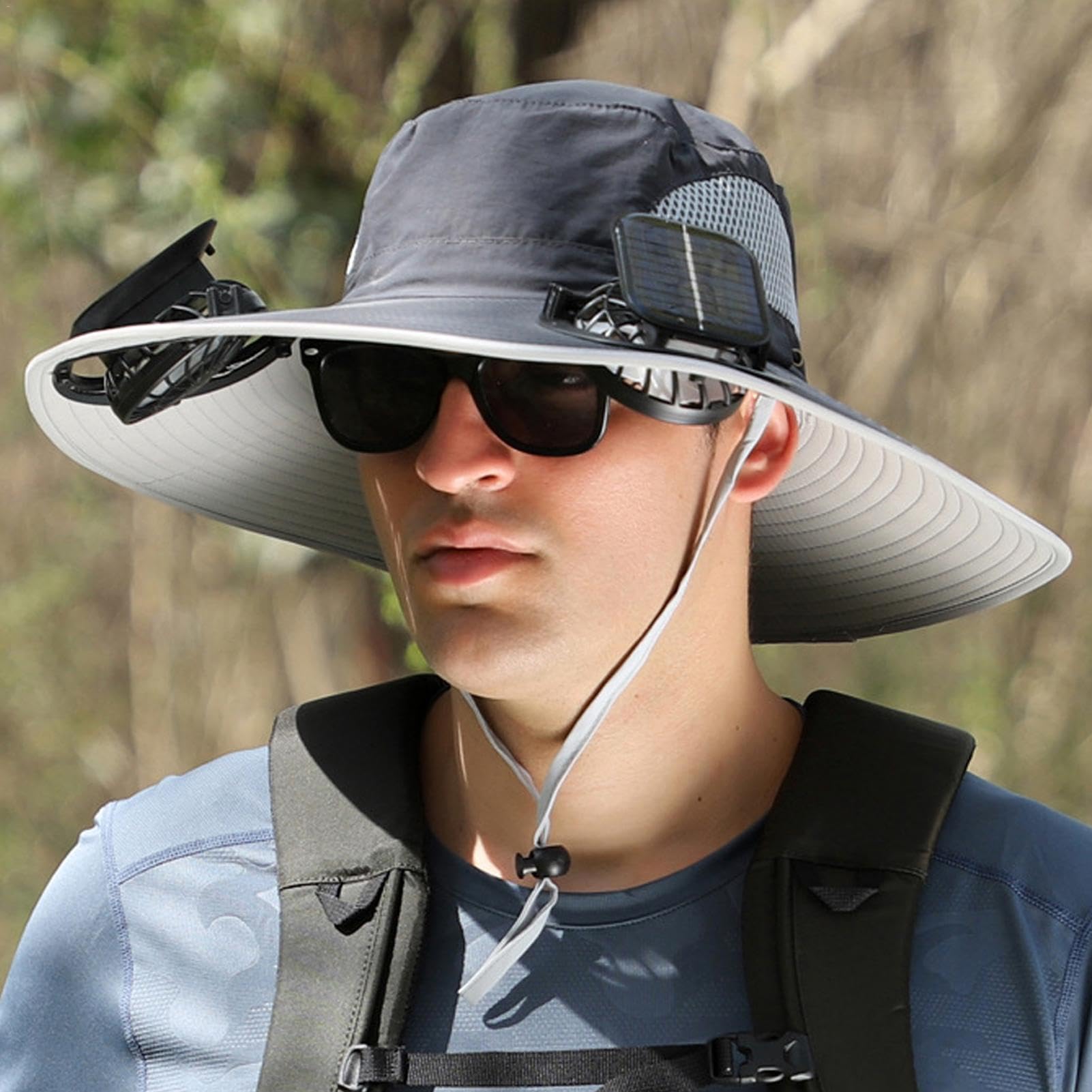 Cappello da Sole A Tesa Larga con Ventilatore Solare, Cappello da Ventilatore Solare per Uomo Donna, Cappello Sole Estivo per Ventilatore Solare, Cappellino Pesca con Ventola, Ricarica USB