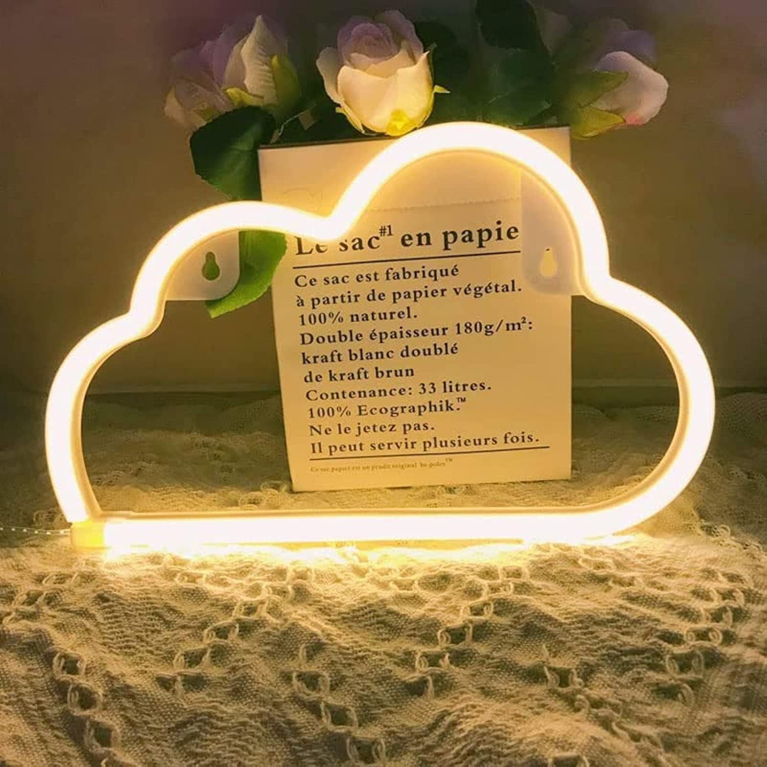Neon Light,LED Cloud Sign Shaped Decor Light,Wall Decor for Chistmas,Birthday Party,Kids Room, Living Room, Wedding Party Decor (Warm White)