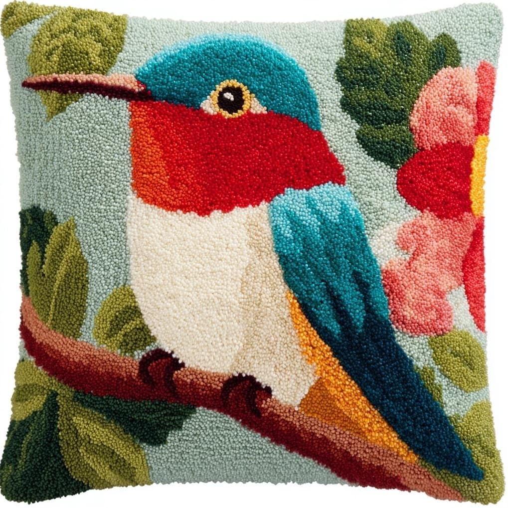AxiangziK Latch Hook Kits 17x17in,Cute Hummingbird