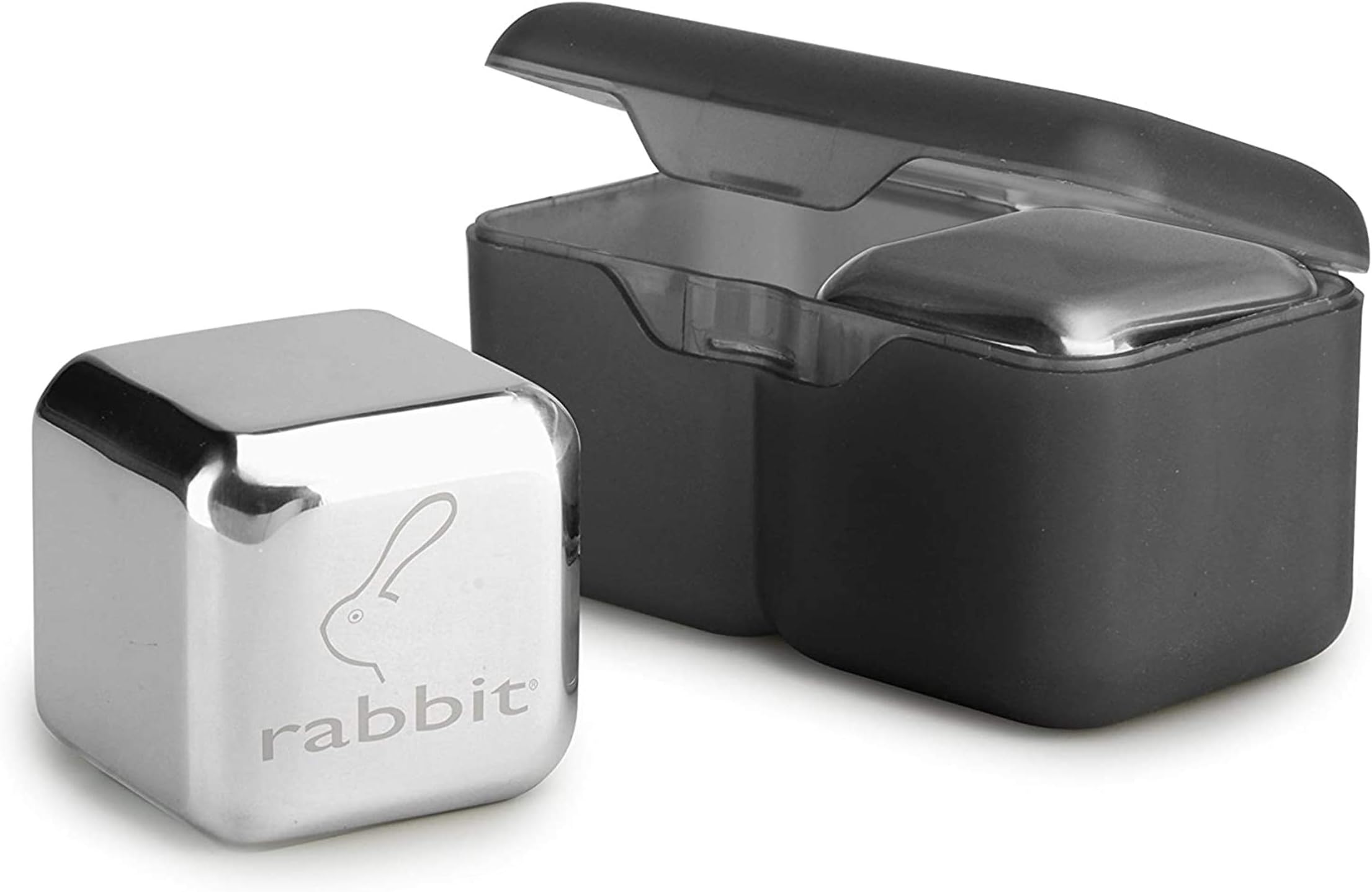 Rabbit Jumbo Chilling Stones - Premium Stainless Steel Whiskey Rocks for Chilling Fine Spirits and Beverages, Reusable Drink Cooling Stones with Storage Case