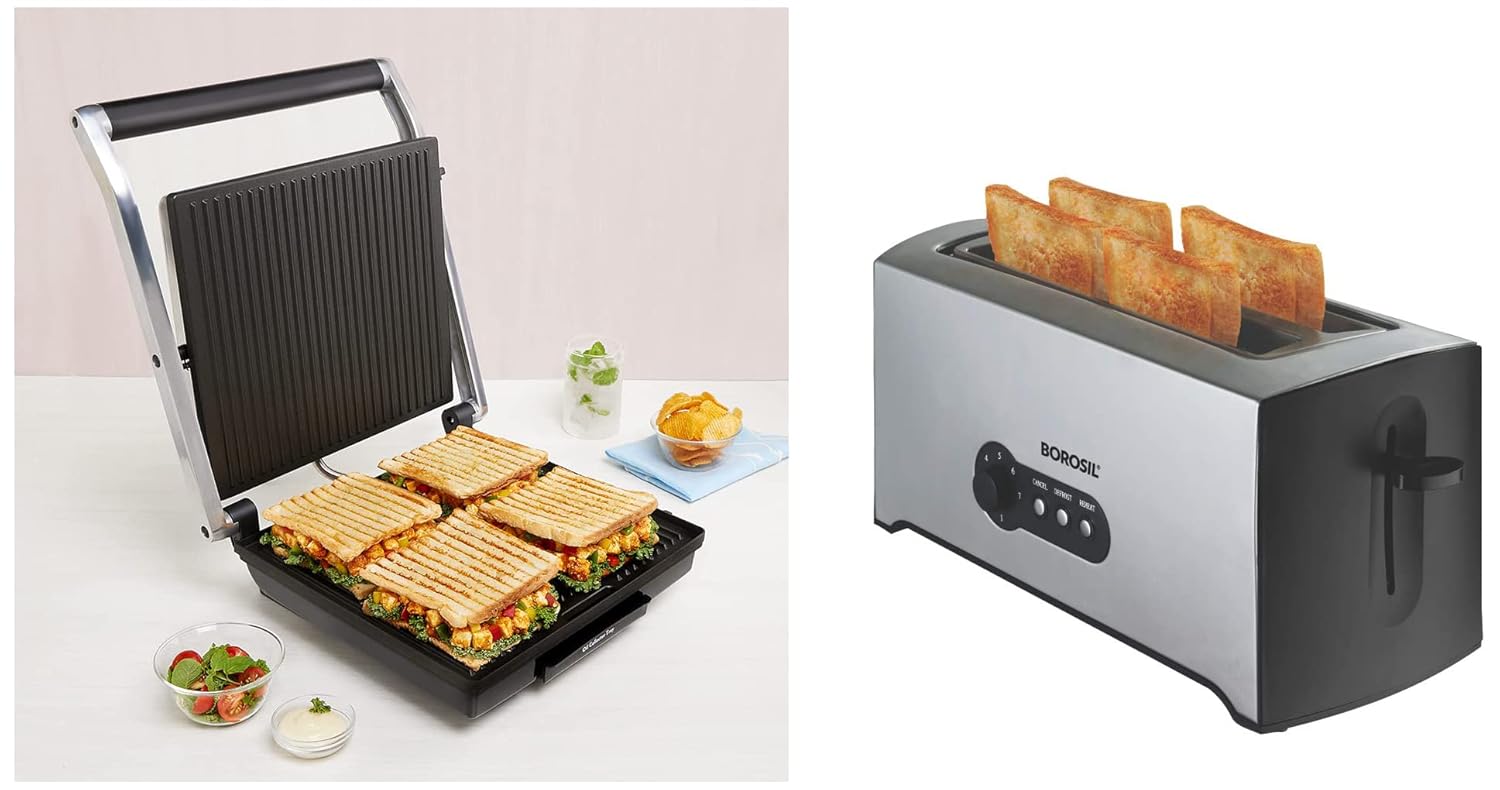 Buy Borosil Super Jumbo BGRILLSS23 2000Watt Grill Sandwich Maker