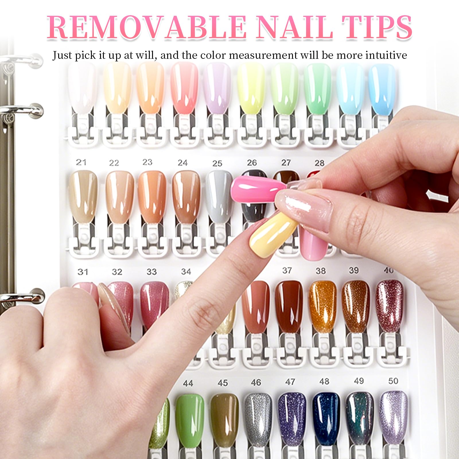 150 Nagelfarben-Präsentationsbuch mit transparenten Nagelspitzen, professionelles Nagelmusterbuch für Gel-Nagellack, Farbmusterkarten, Übungskarte für Nagelstudios und DIY-Nagelkunst