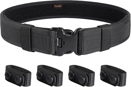 TACNEX Duty Belt w/ 4 Keepers 2" Nylon Stiff Utility Belt Police Law Enforcement Security Work Patrol Gear Carrier M