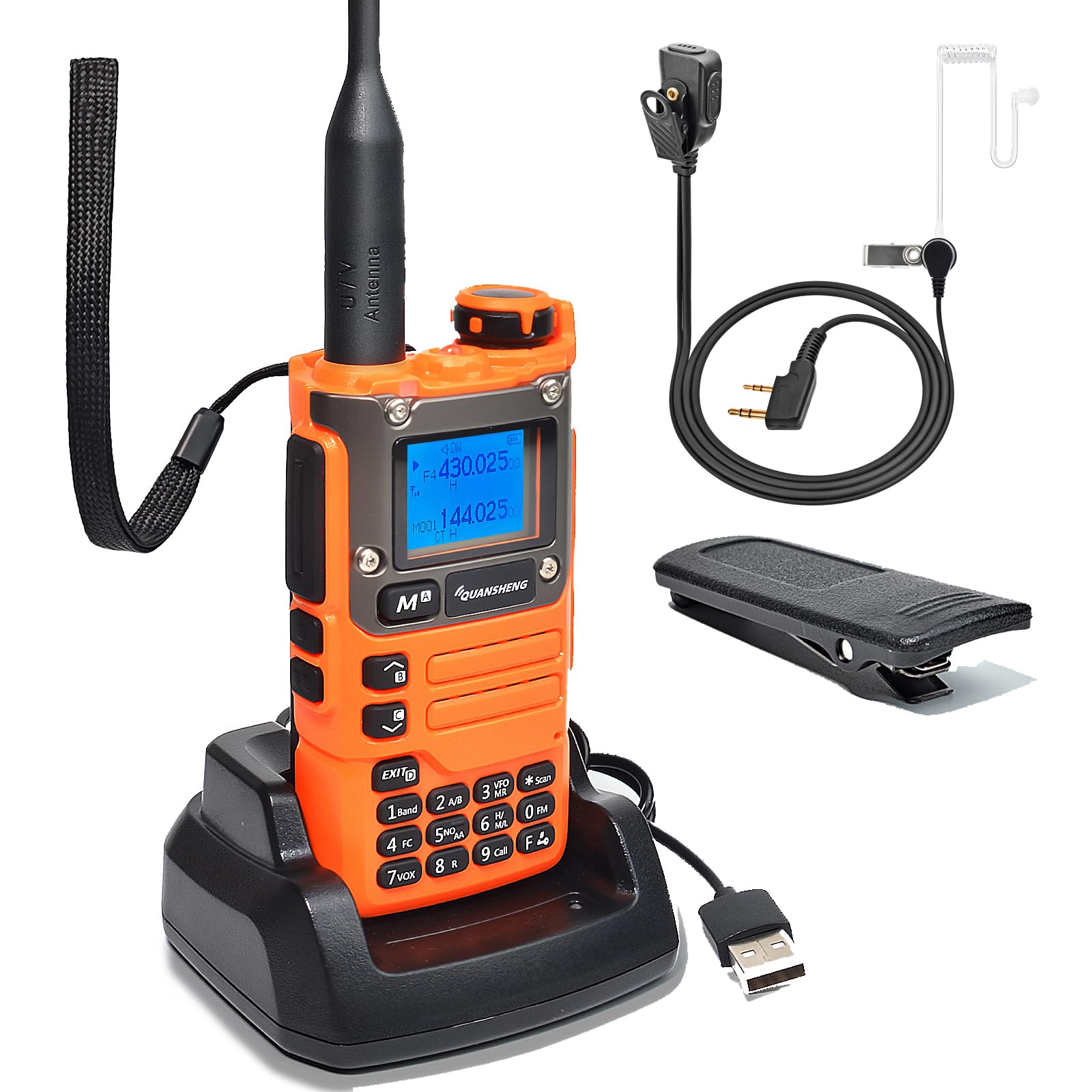 Quansheng UV-K5(8) Orange VHF UHF Portable Walkie Talkie FM NOAA UV-K6 Two-way Radio for Outdoor/Warehousing and logistics/navigation/industrial production (Black, with Radio Holder) — view 17