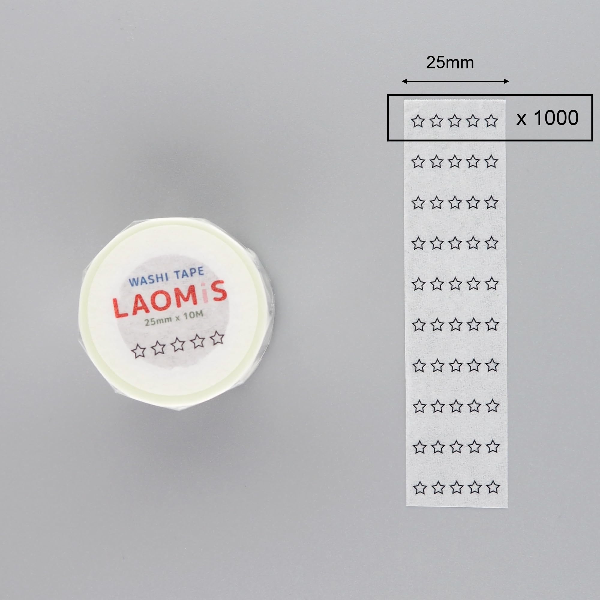 LAOMIS Japanese 5 Star Review Rating Tracker Writable Washi Tape / 25mm x 10M / 1000 Stickers