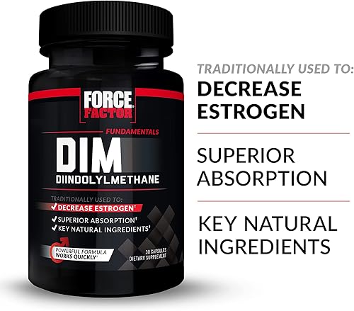 Vista 7 de Force Factor Píldoras DIM para disminuir el estrógeno en hombres, suplemento de diindolilmetano con ingredientes naturales clave y absorción