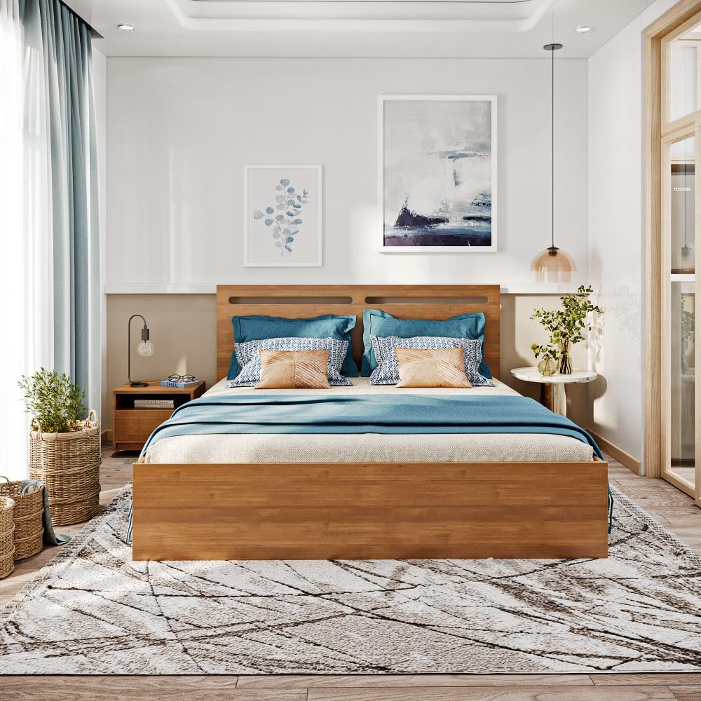 Wakefit Bed | King (78 X 72) Solid Wood Bed with Storage, 3 Year Warranty | - Polaris - Midas Gold