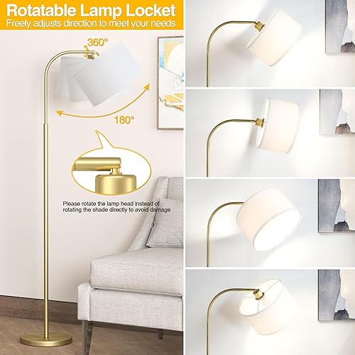 Miniatura 3 de Lámparas de pie de arco para sala de estar con 3 temperaturas de color, lámpara de pie moderna luz de lectura con bombilla de 9 W incluida, lámpara