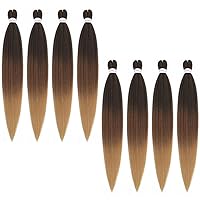 Vista 26 de Alrence Cabello trenzado preestirado largo de 30 pulgadas – 8 paquetes de extensiones de cabello trenzado profesional, trenzas de crochet de fibra