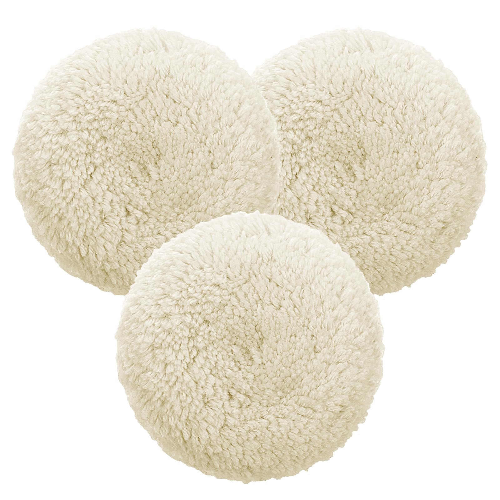 MSHHDK 3pcs Wool Buffing Pad Kit 7 Inch Wool Polishing Pads Natural Wools Car Auto Hook and Loop Backing for Compound Cutting & Polishing Car Boats Truck Motorcycle Washing Machine