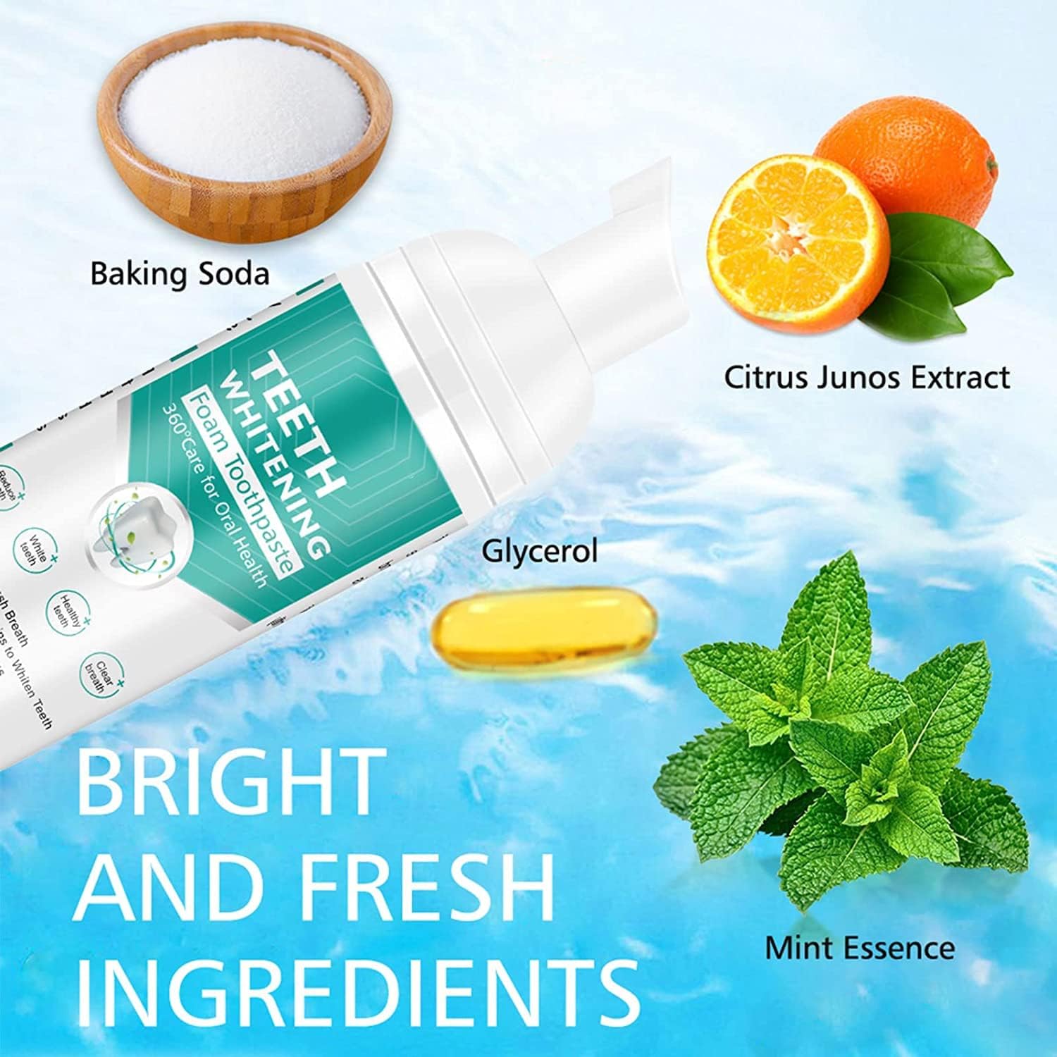 Teeth Whitening Toothpaste, Foam Toothpaste, Ultra-fine Mousse Foam Deeply Cleaning Gums, Stain Removal, Oral Care Replacement Natural Mouth Wash Water, 3 Fresh Flavor - Image 6