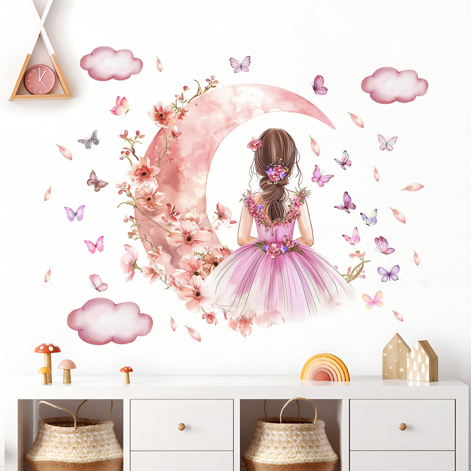 Fairy Decor For Bedroom WOFEU Butterfly Girl Wall Stickers,Flower Fairy Wall  Decal,Colorful Floral Wall Mural Colorful Butterflies Wall Decor DIY  Removable Vinyl Wall Art For Girls Baby Nursery Bedroom Wall Decals For, image size:1800x1800