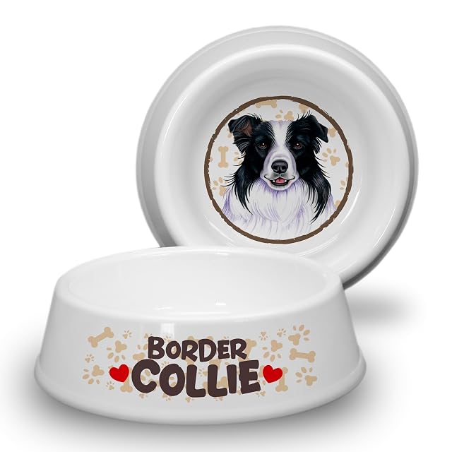Cuenco para perros Border Collie de 21 cm de diámetro, antideslizante, para razas medianas de perros, comedero