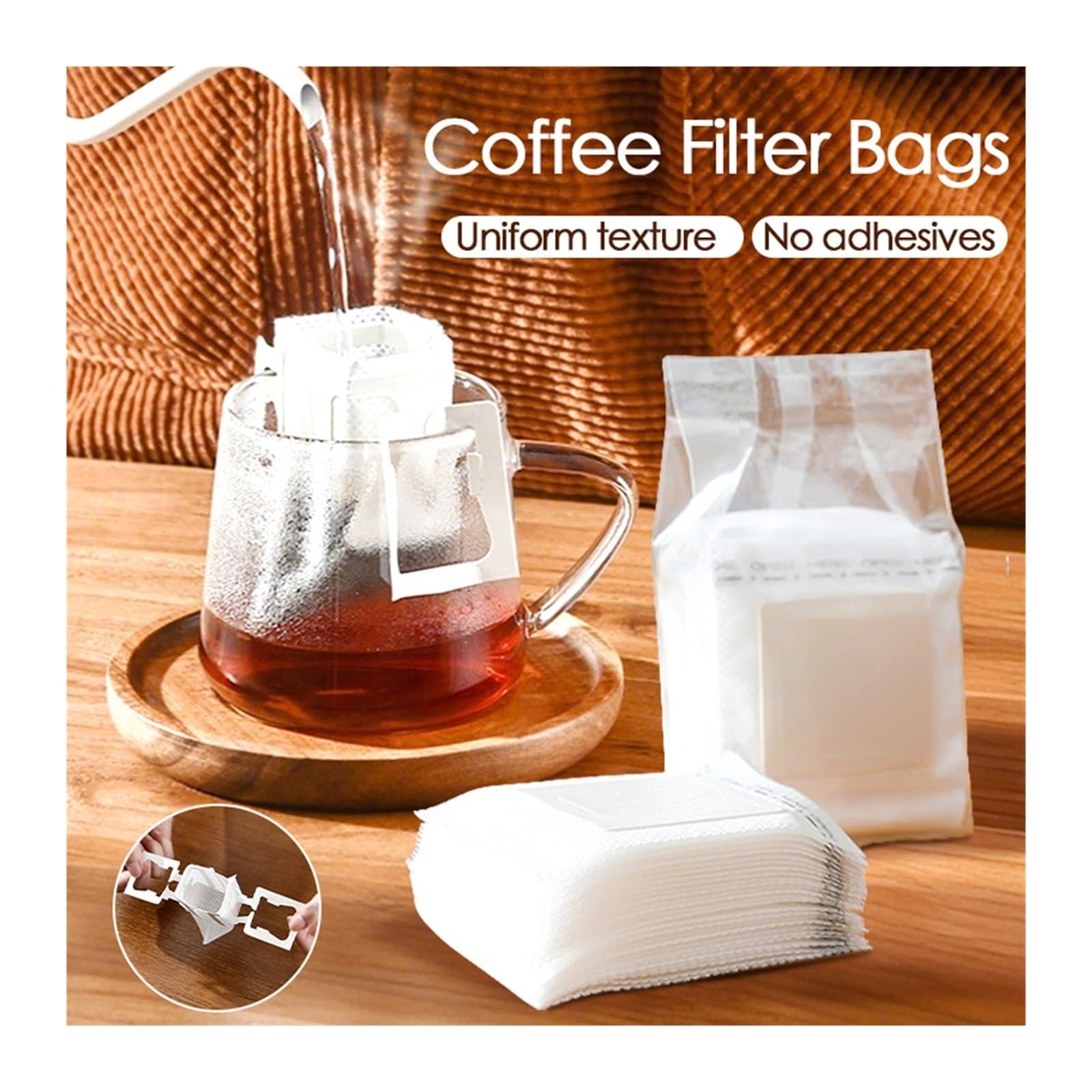 200 Stück Kaffeefilter-Papiertüten, Tragbar, Einweg-Kaffeefilter For Aufhängen(200pcs)