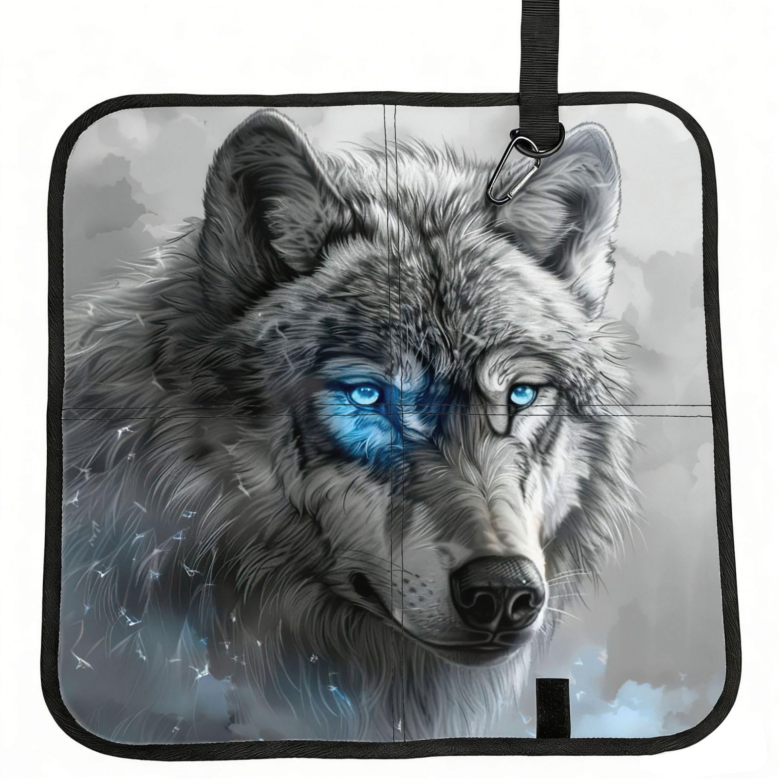 PPHGUT Blue Eyes Wolf Print Foldable Seat Cushion Waterproof Portable Chair Pad Travel Outdoor Picnic Camping