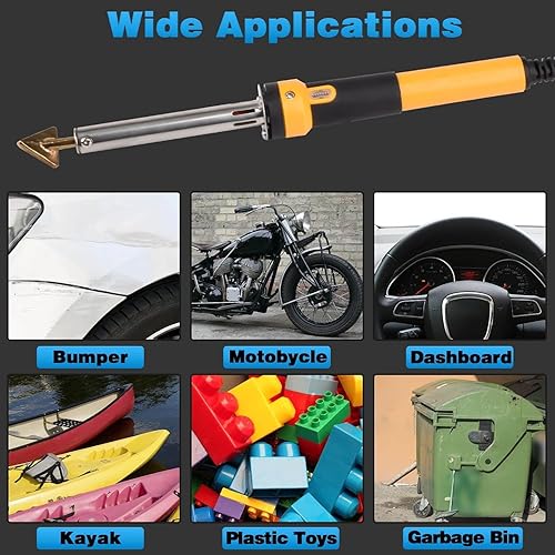 Miniatura 6 de Soldador de Plástico de 220W, Kit de Soldadura de Plástico con 1200 Grapas y 40 Varillas, 5 Puntas de Soldadura en 1, Cinta, Papel de Lija, Soporte