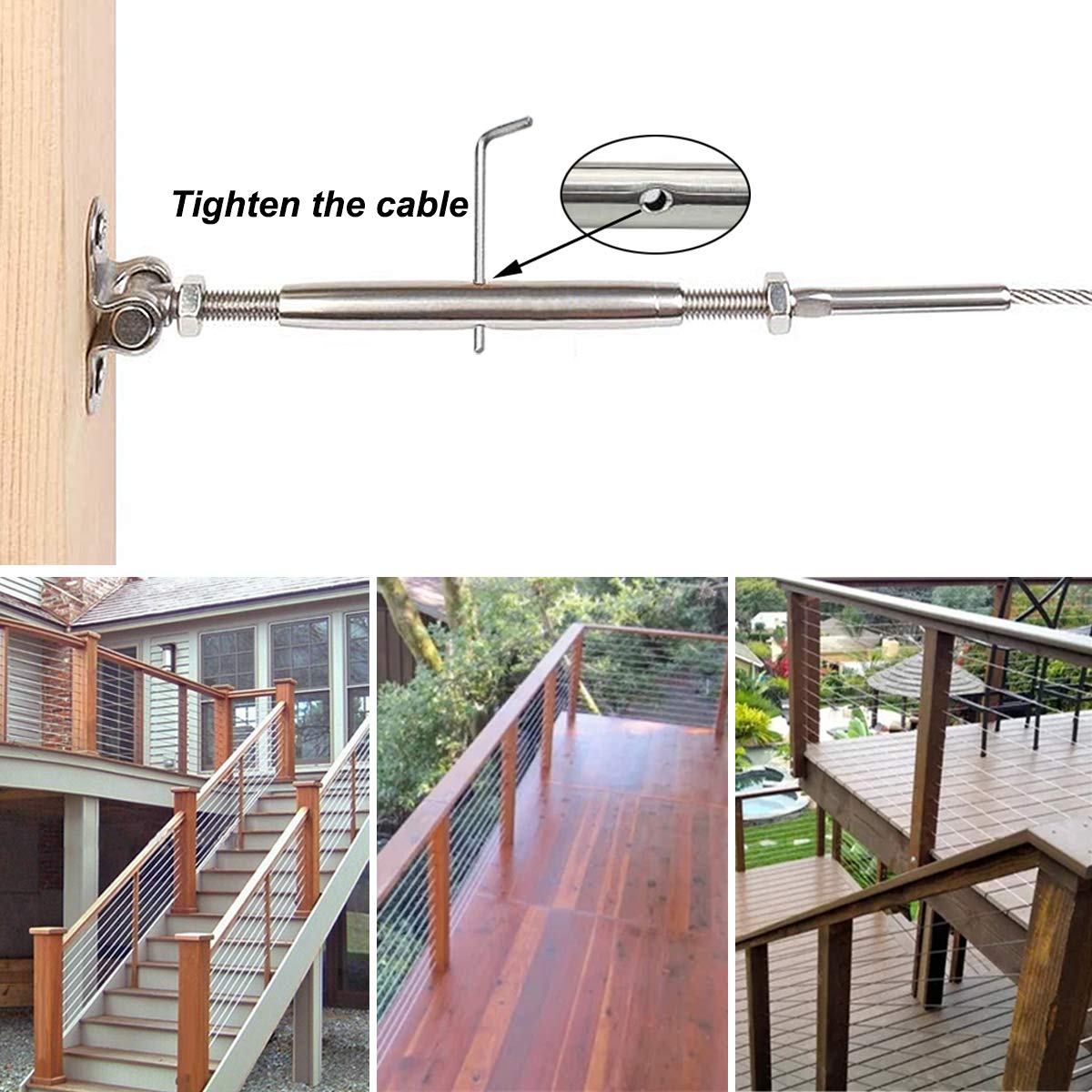 Lulultn Cable Railing Hardware, 30 Pairs Cable Railing Kit,Steel Cable