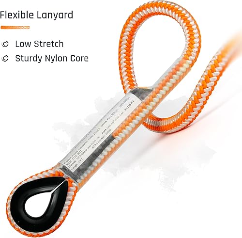 Miniatura 6 de ProClimb Arborist Lanyard by Pelican Rope - 12 pulgada x 12 pies de poliéster, gancho a presión de aluminio, ajustable, alta visibilidad,