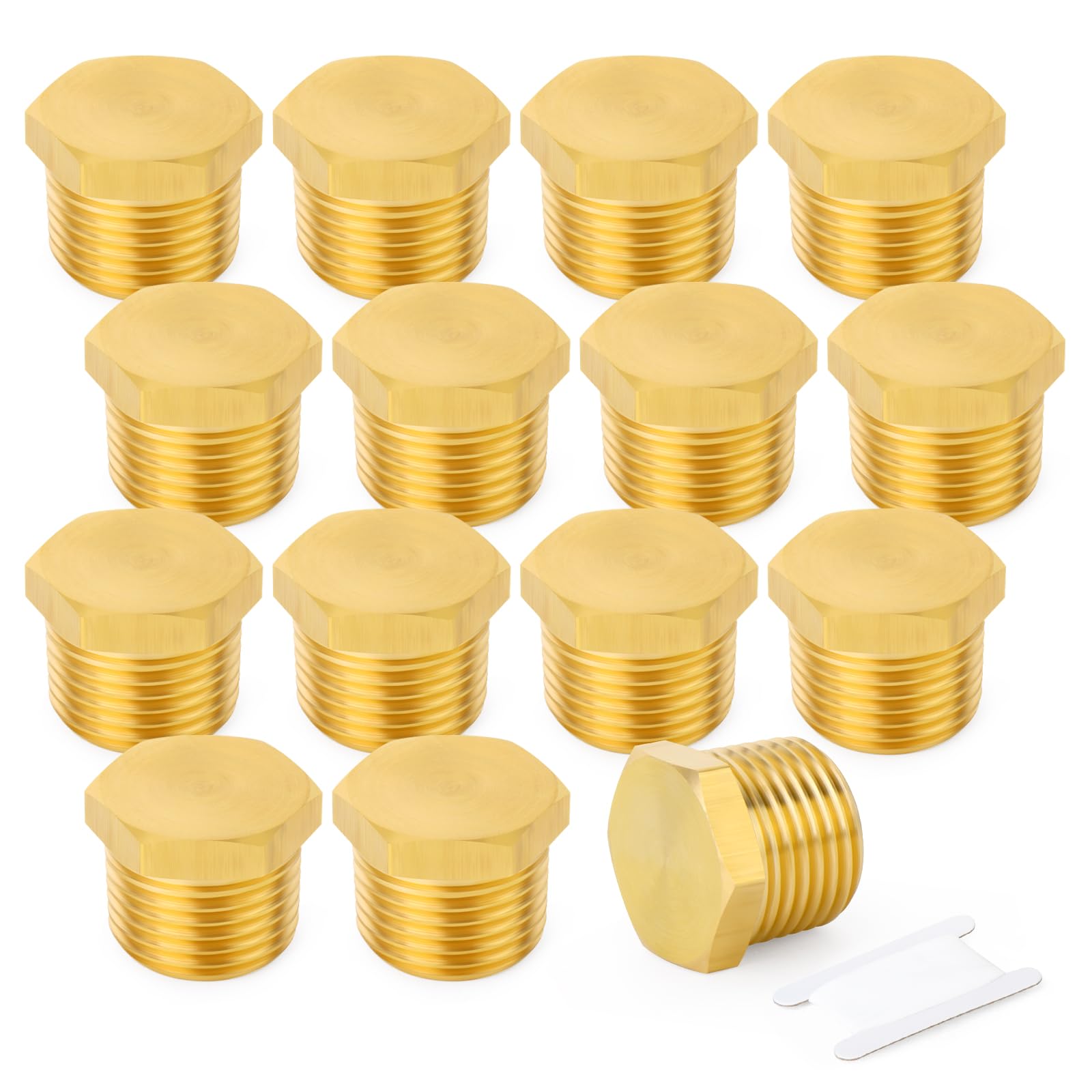 TAISHER 15PCS Brass Outer Hex Thread Socket Pipe Plug Fitting 3/8" NPT Male