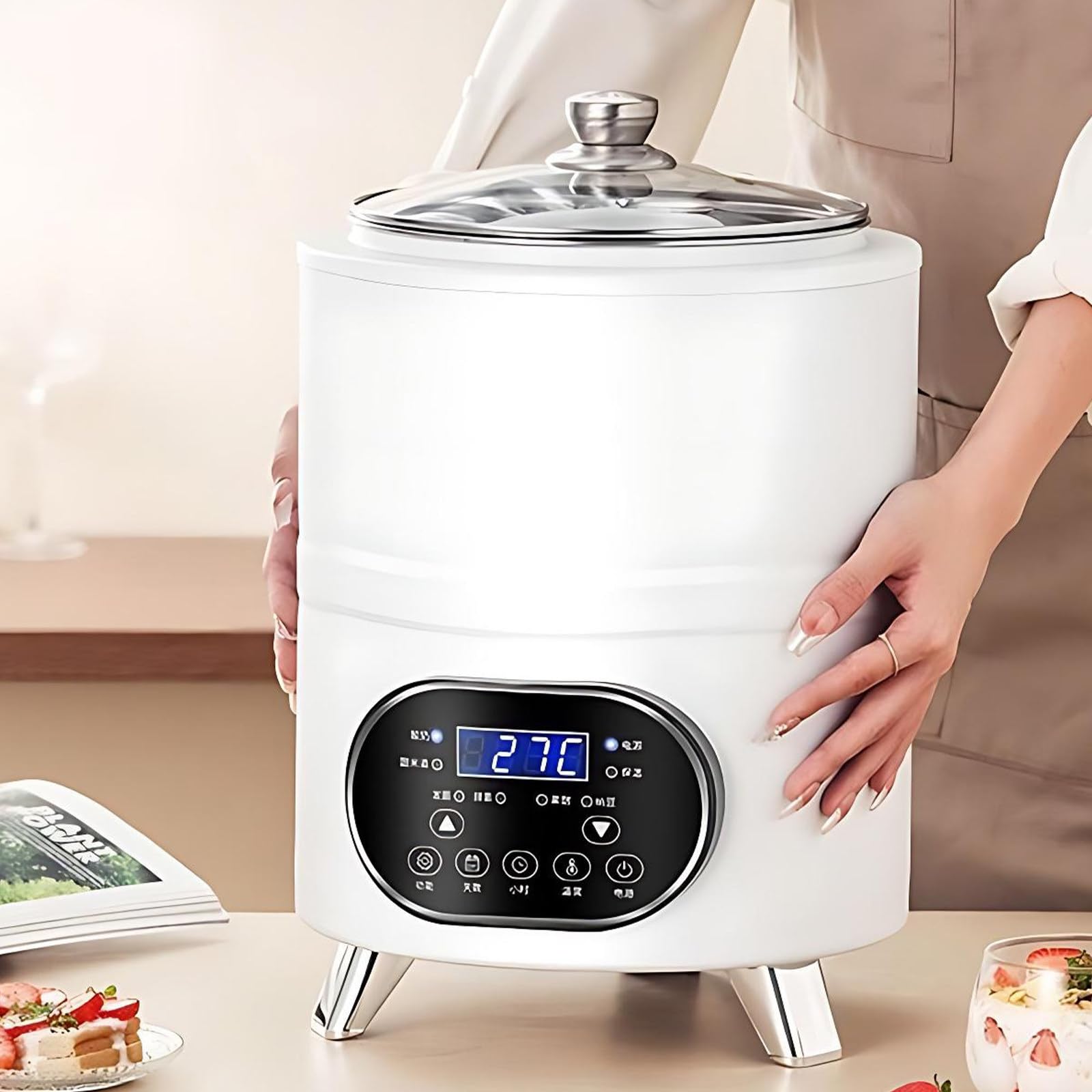 Maszyna Do Fermentacji Z Timerem, Fermentacja Maszyna, Wewnętrzny Pojemnik Ze Stali Nierdzewnej 304, Do Słodzików Owocowych, Ciasta Drożdżowego White-8L