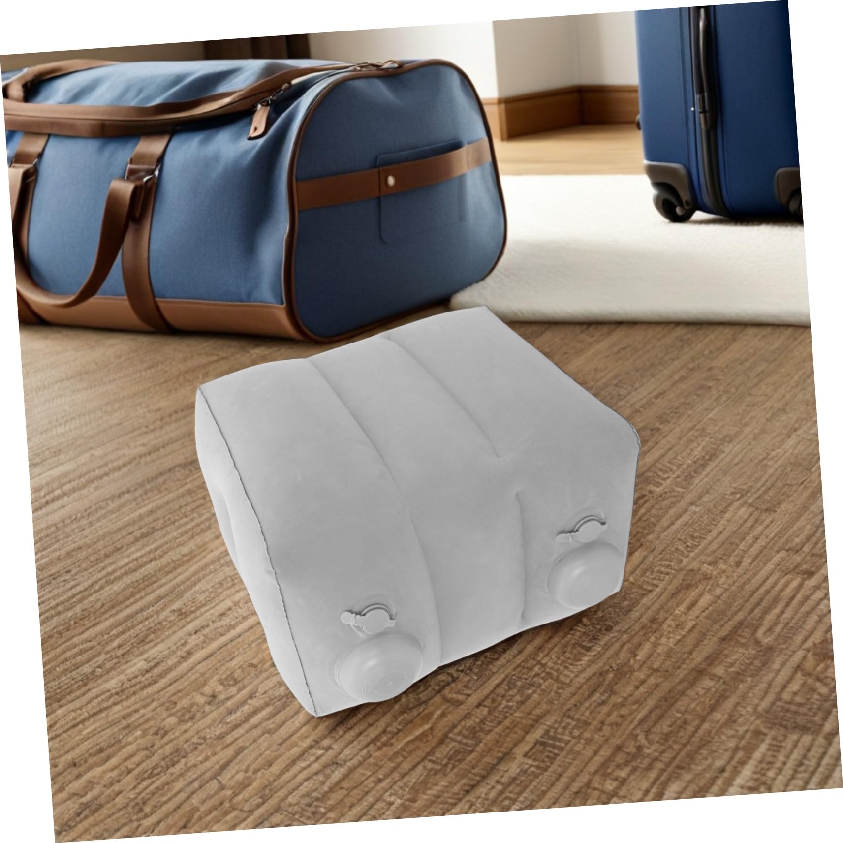 Poggiapiedi Gonfiabile da Viaggio per Aereo, Tre Strati | Pvc Floccato, Portatile e Facile da Trasportare, per Treno e Spostamenti, Supporto Elevazione Gambe