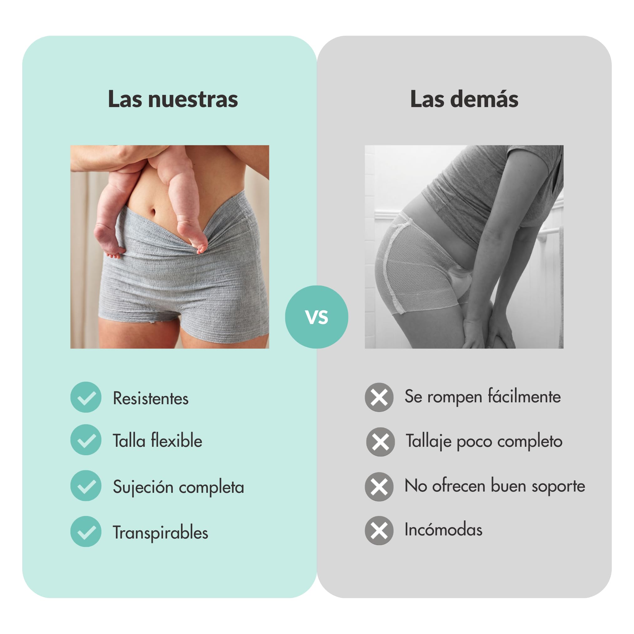 Bragas Postparto Desechables Maternidad Alta Sujecion Transpirables Sin Latex Sin Malla Ropa Interior Mujer Talla Unica 36 44 Braguitas Maternidad Hospital Compresas Parto - Pack 8 - 32 Compresas — view 3