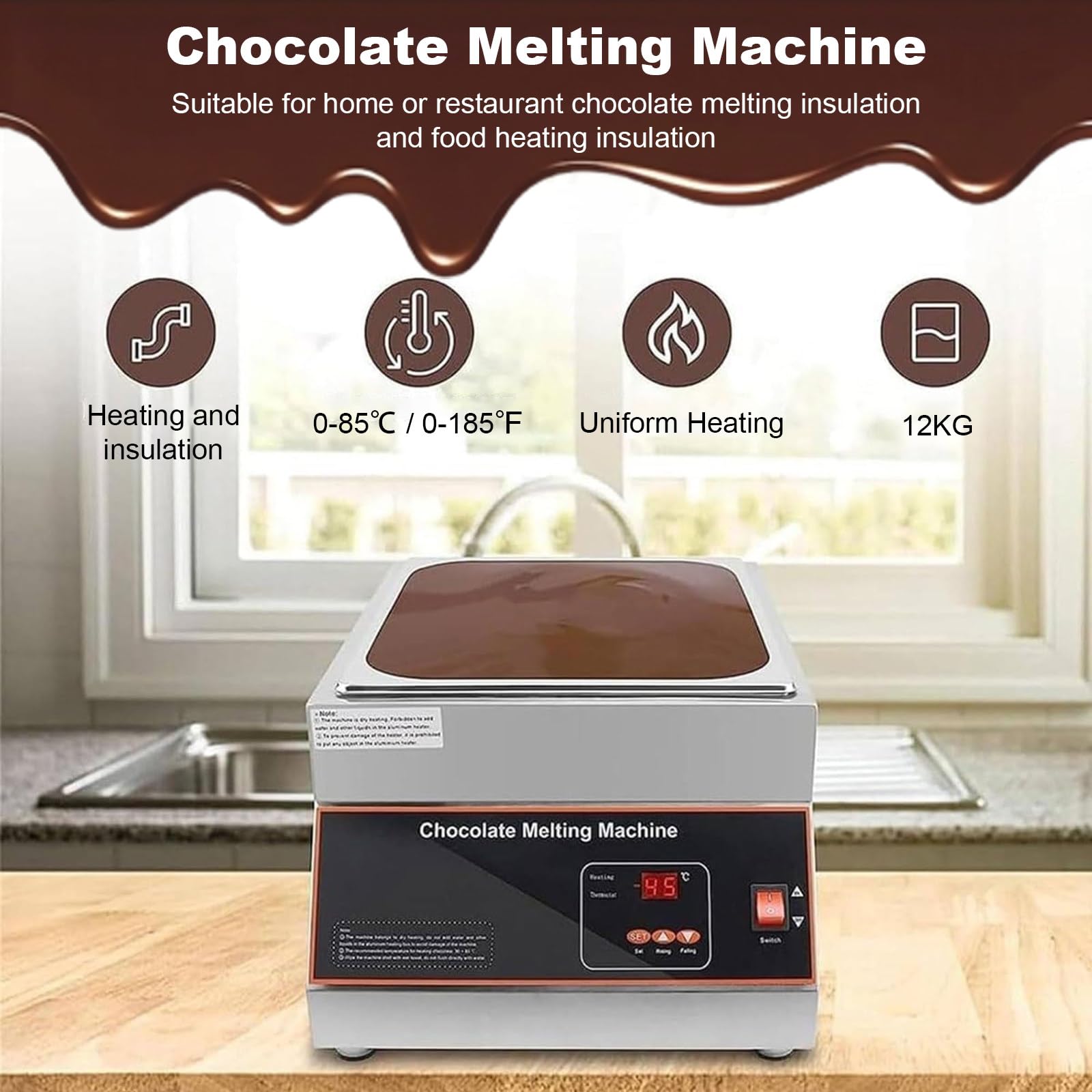 Fondoir Chocolat Dispositif, Tempéreuse De Chocolat À Commande Numérique, pour Chocolat 10L Fondoir à Chocolat, Réservoirs 1/2/4 pour Chocolat, pour Lait, Café, Fromage Four-Cylinder