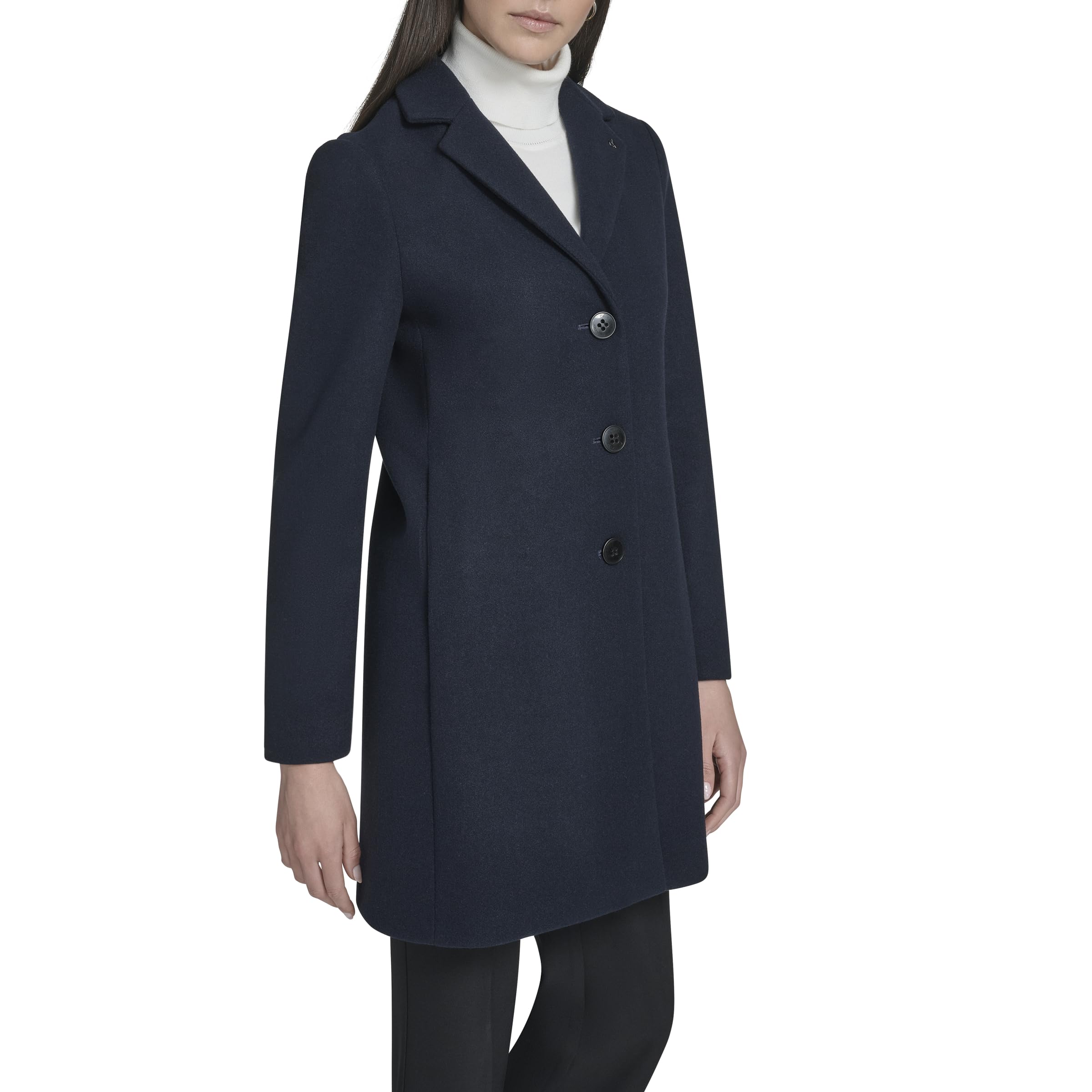 Calvin Klein Classic Faux Wool Overcoat – Long Button Front Winter Jacket Cappotto da pisello Donna (Pacco da 1)