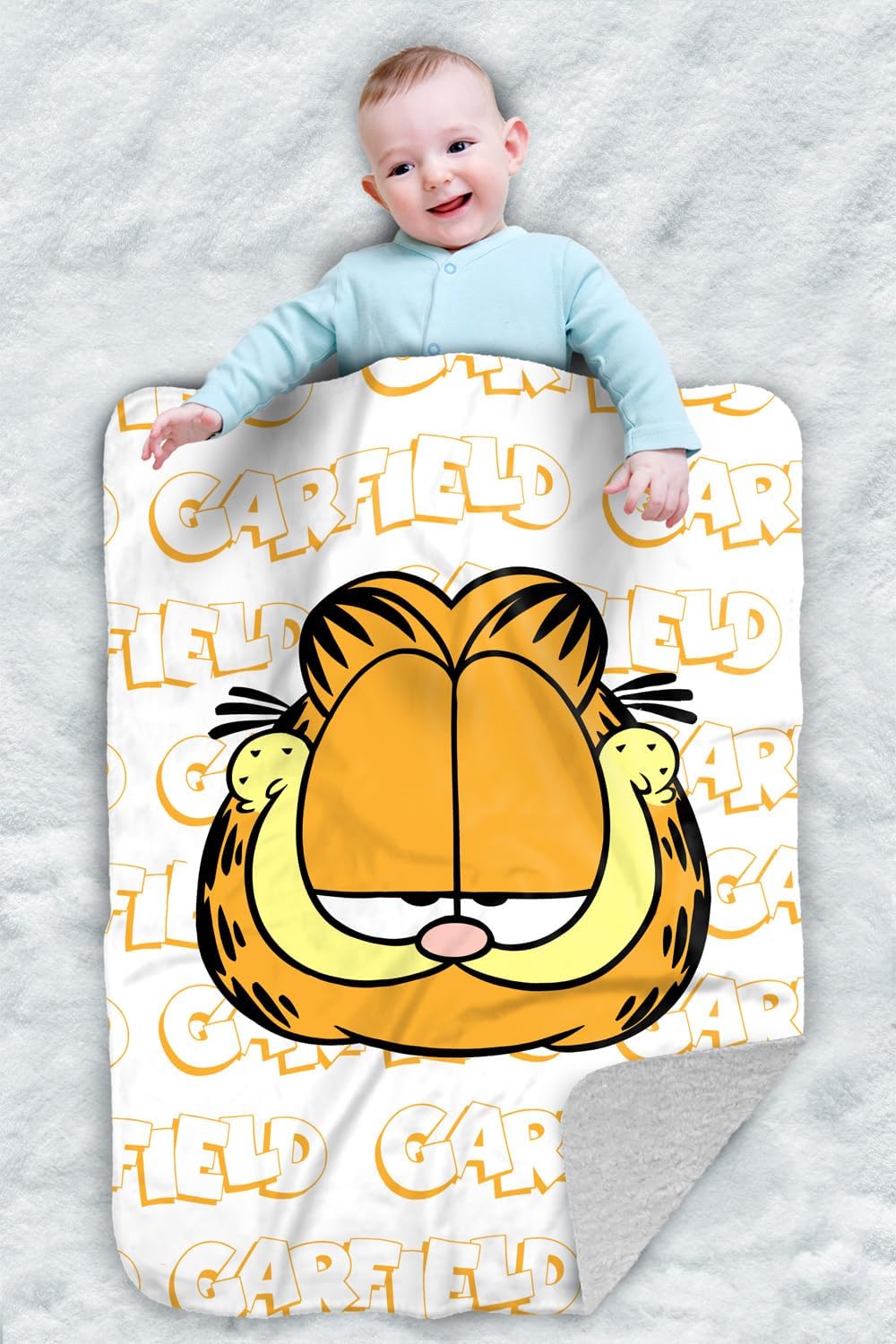 Garfield Name Repeat Sherpa Baby Blanket, Warm Soft Cozy, Unisex for Infants Girls & Boys 30"X40"