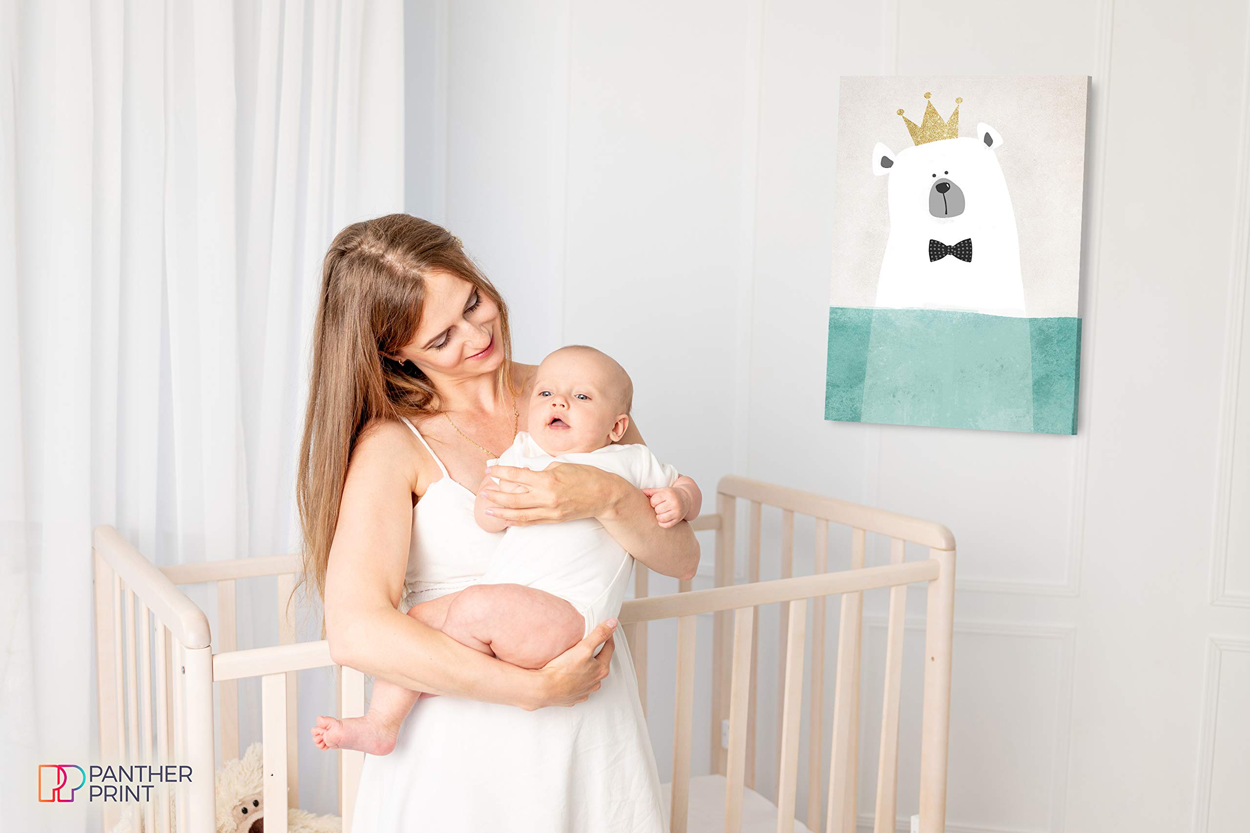 Panther Print, Toile murale encadrée pour chambre d'enfant et chambre d'enfant – Images encadrées pour décoration de chambre de bébé, ours dans l'eau – Impression pour occasions spéciales (91,4 x 61