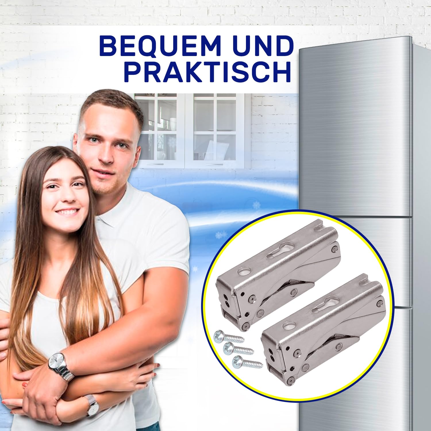 2 Stück Kühlschrank Scharnier Oben und Unten für Tür Einbaukühlschrank mit Gefrierschrank mit dem Originalcode 12004051 267189 267190 für Bosch für Siemens - Garantie 10 Jahre - MONTERAL