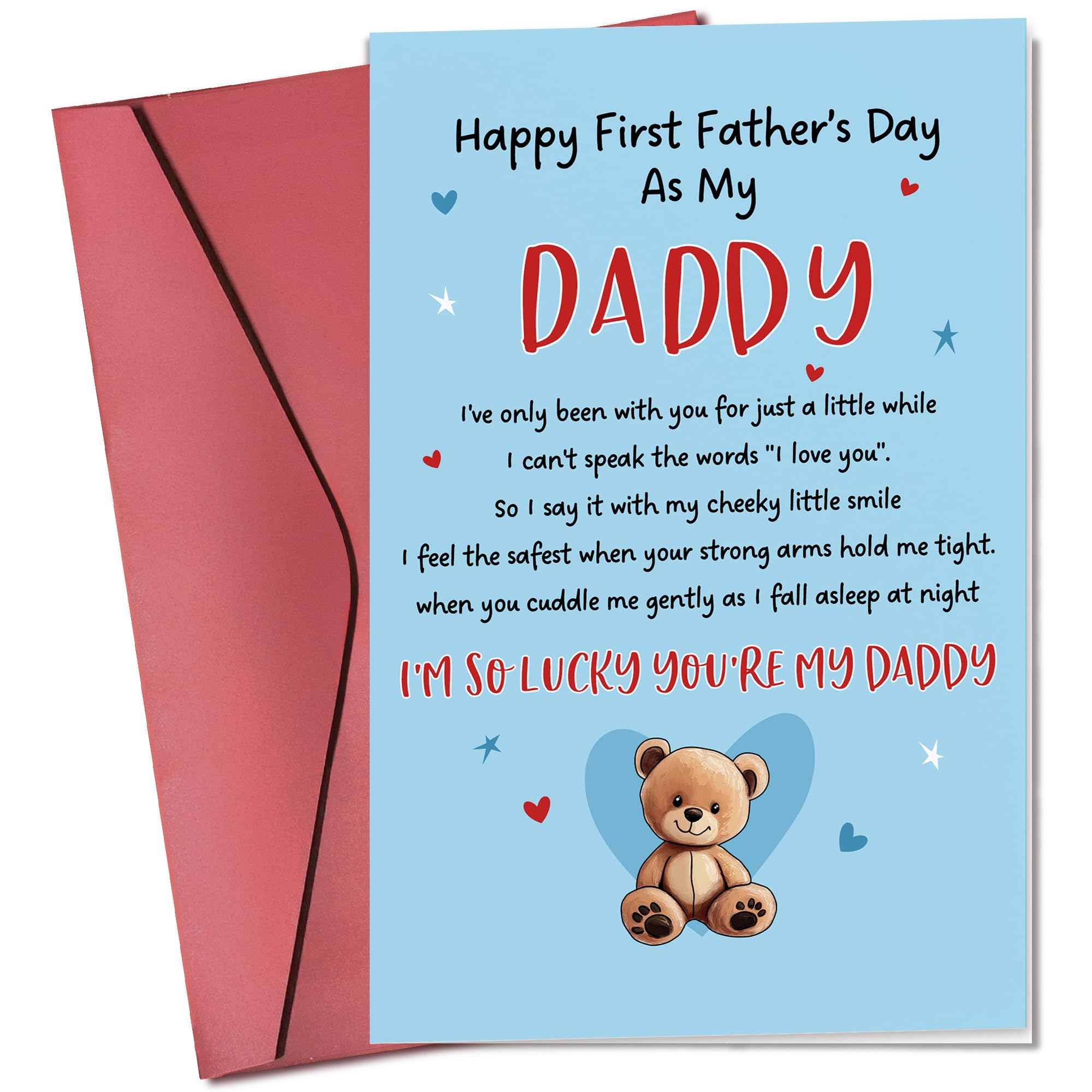 Pawzity First Fathers Day Card - Happy 1st Fathers Day Cards from Wife - Funny Cards for Dad To Be, Father To Be, Soon To Be, First Time Dad - Single