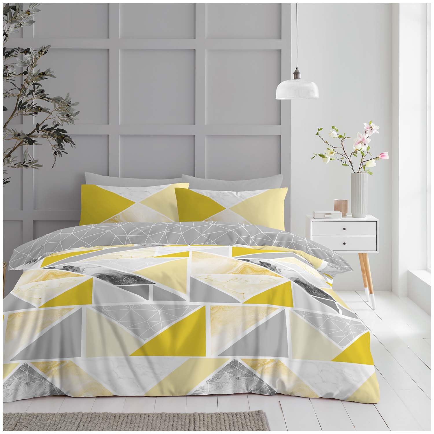 Gc Gaveno Cavailia Ochre/Grey Printed Geometric Duvet Cover Set, King,