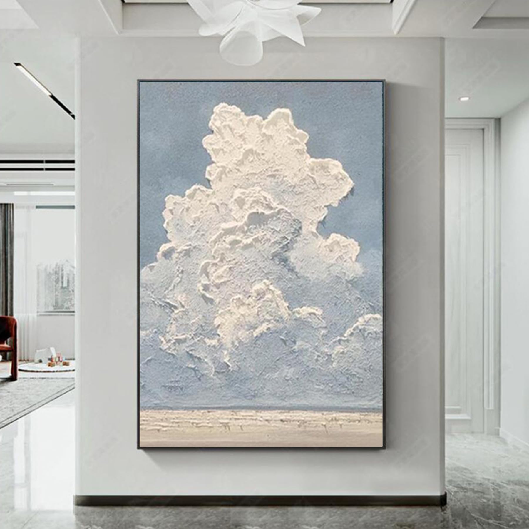 Amazon｜フレーム油絵手描きのモダンな抽象の大きな壁画、キャンバスの 