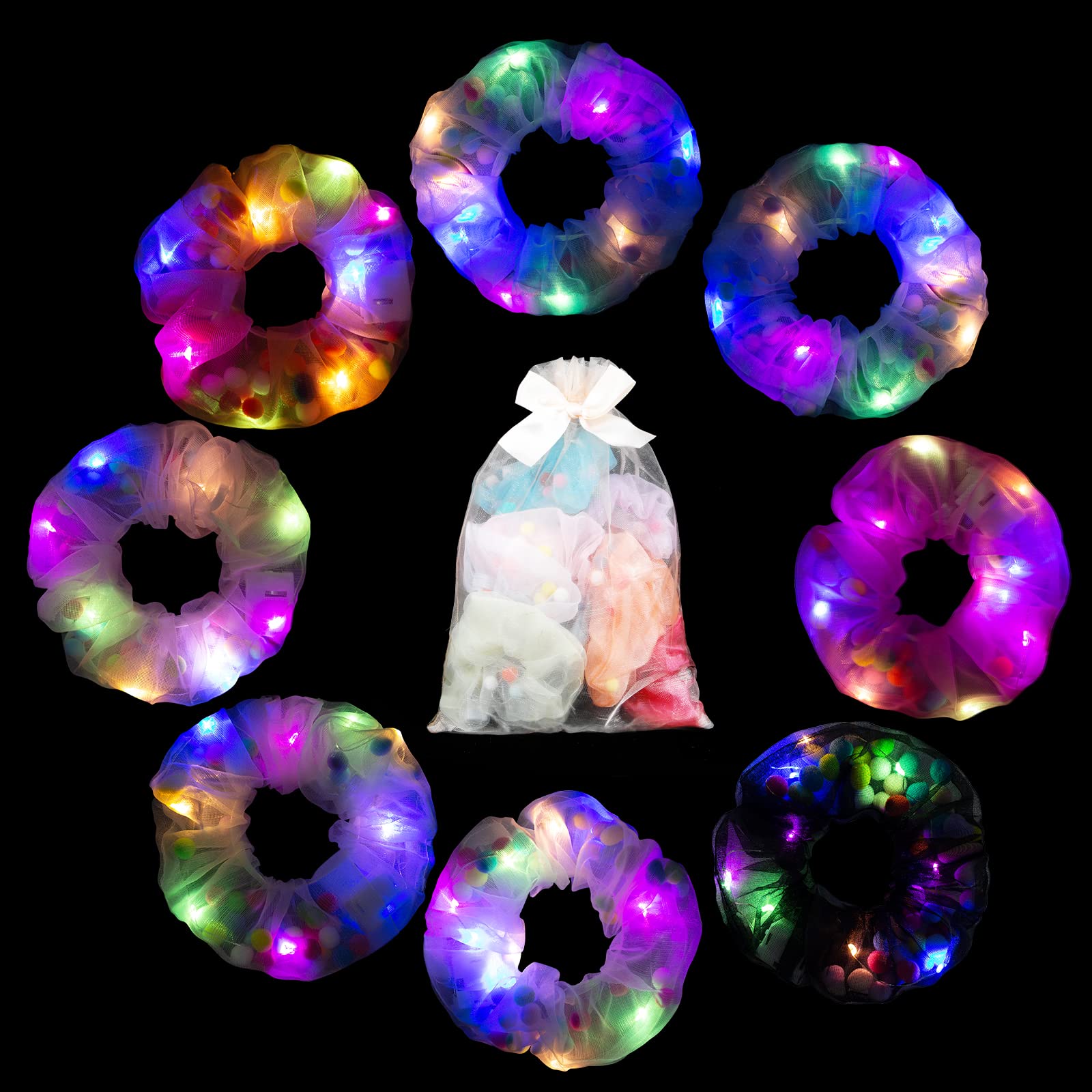 Amazon.com : 8 LED Scrunchies - Light Up Hair Accessories 