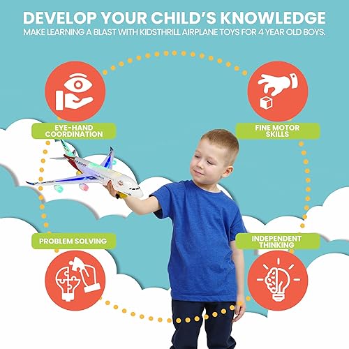 Miniatura 4 de KIDSTHRILL Kids Airplane Toy Bump  Go Technology Airplane Toys W Flashing Colorful Lights Sound  Music Toy Airplane for Toddlers Age 3-12 Yrs Old
