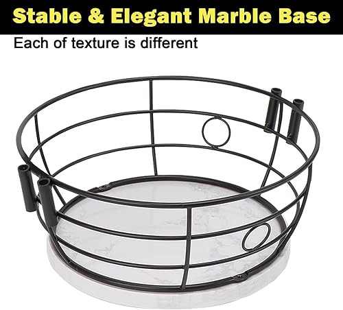 Miniatura 8 de Winmien Frutero de 2 niveles, lujosa cesta de frutas y verduras, cesta de alambre de metal grueso de gran capacidad con 2 ganchos para plátano,