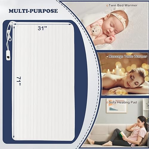 Miniatura 4 de Calentador de mesa de masaje: almohadilla térmica eléctrica WELLHUT lavable a máquina con 5 niveles de calor, 8 ajustes de temporizador, sistema de