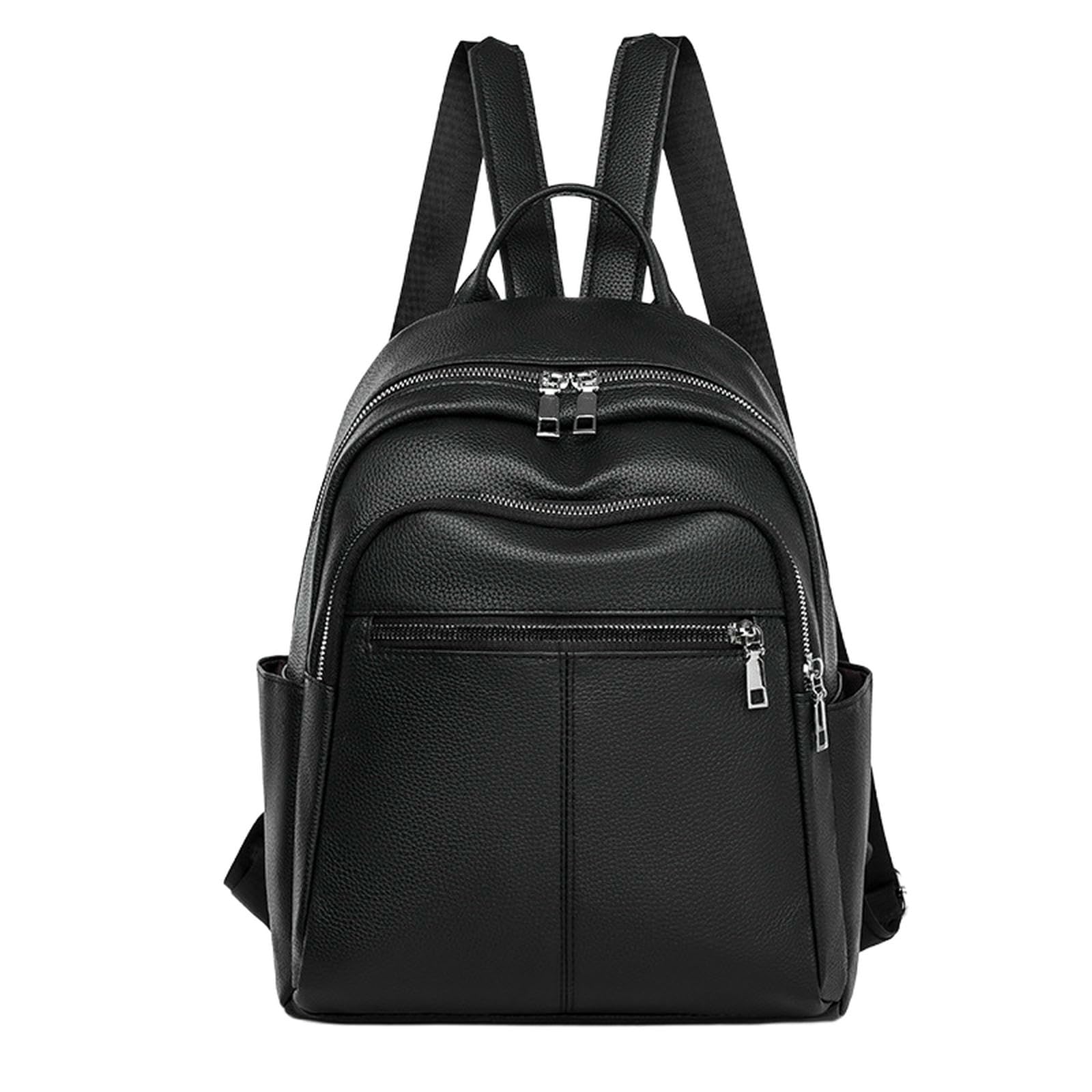 Ouxundai Unisex Black Backpack Spring Urban Splicing Simple Pu Women's Anti-Theft, Earthquake-Resistant, And Weight-Reducing Backpack