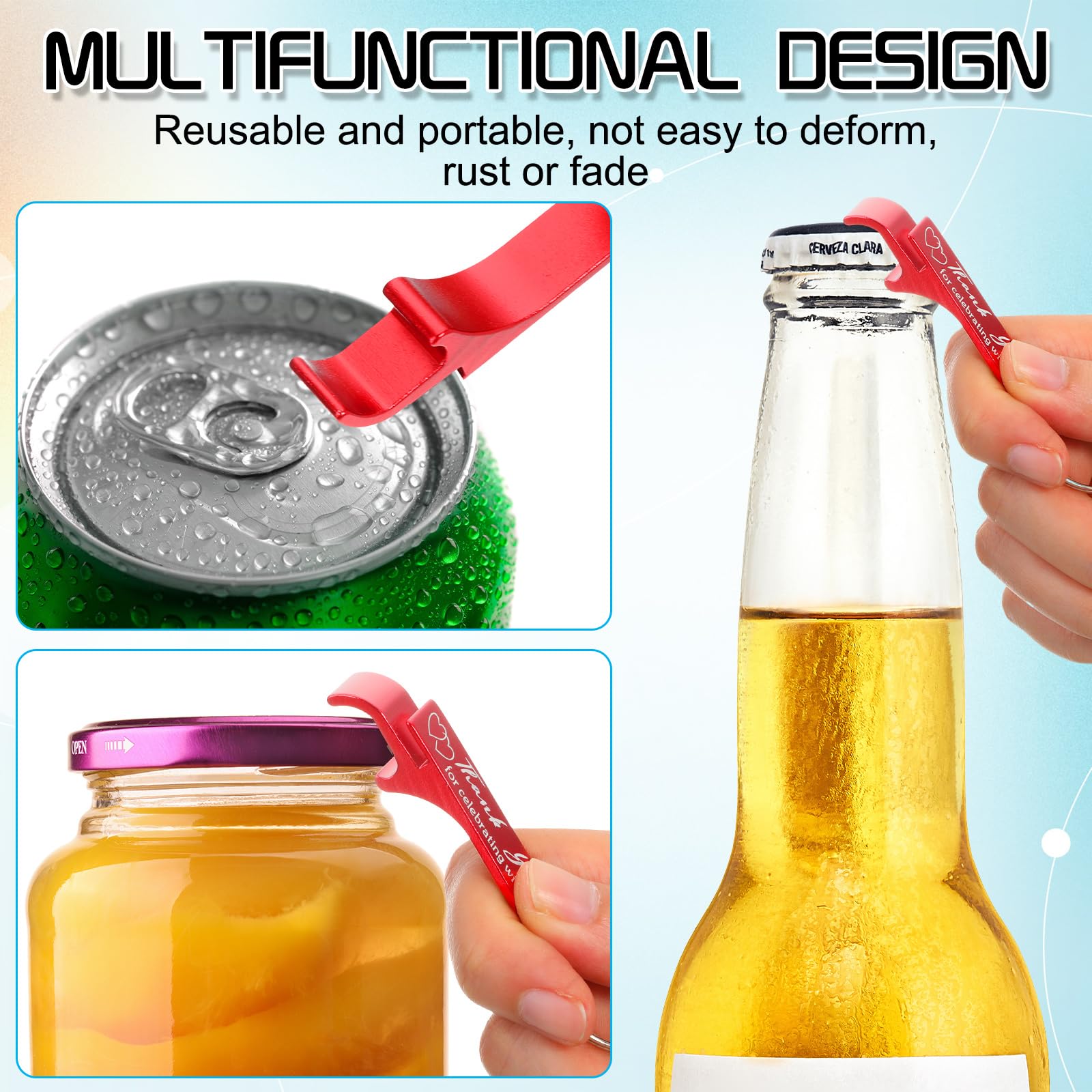 Dandat 100 apribottiglie per matrimonio, portachiavi con scritta in lingua inglese "Thank You", per ospiti in alluminio, per vino, birra, regalo per compleanno, baby shower, laurea, souvenir (rosso)