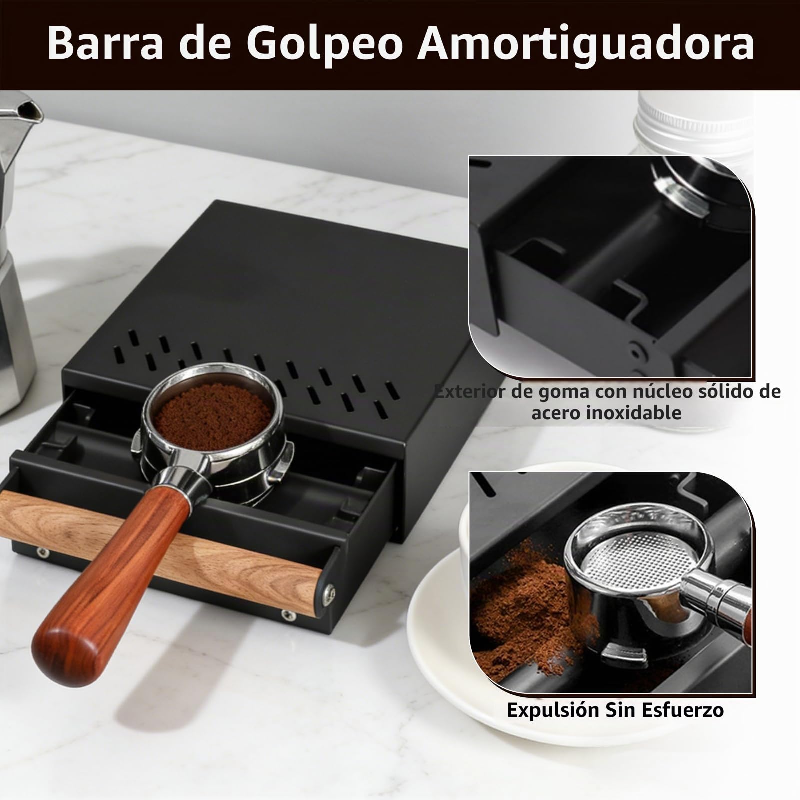 Cajón Golpeador de Café, Knock Box para Portafiltro, Recipiente