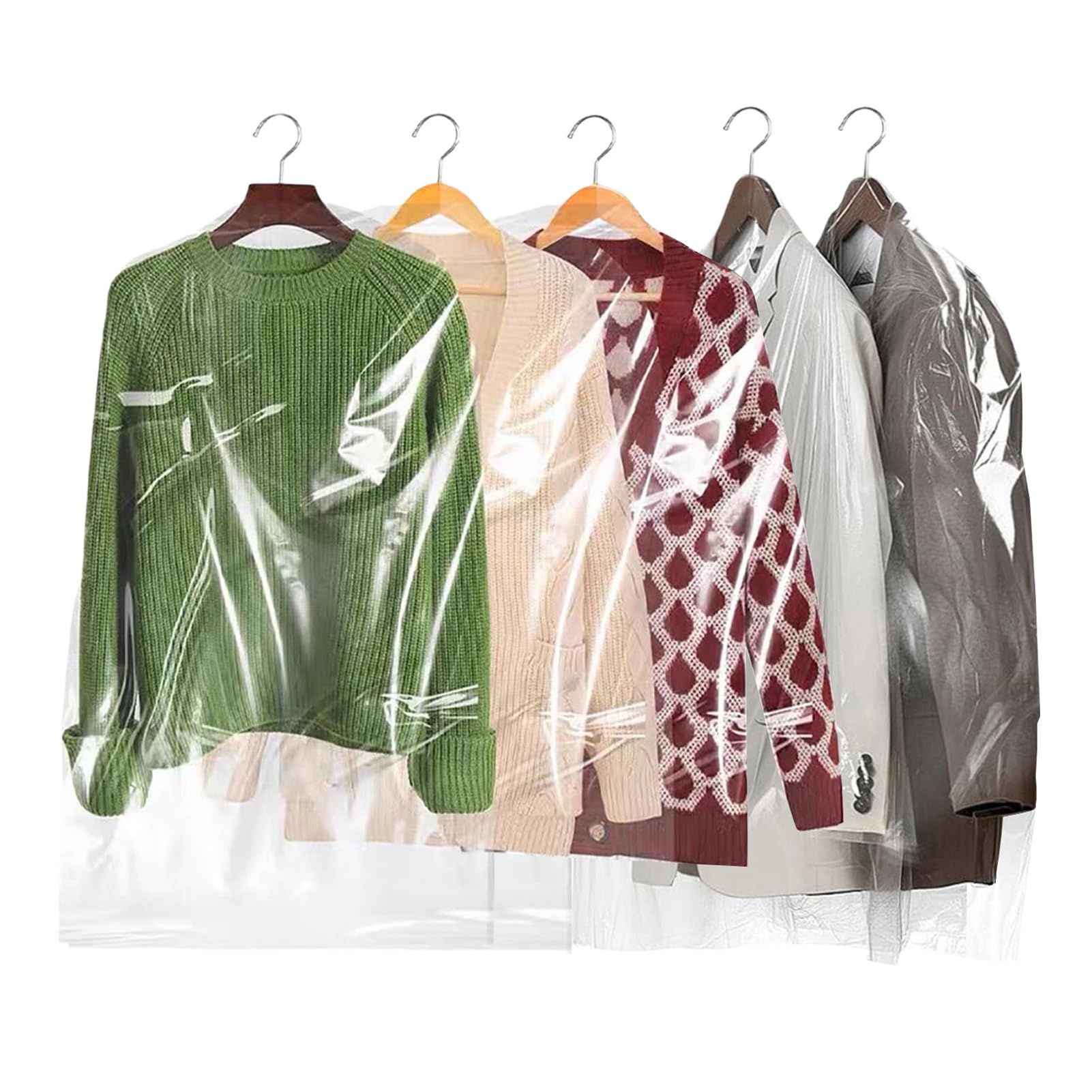 20Pcs Plastic Garment Bags for Hanging Clothes 35 Inch Clear Dry Cleaner Bags Dustproof Suit Cover Clothes Storage
