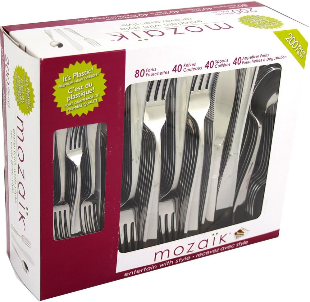 Mozaik Disposable Cutlery Set, 200 Pieces